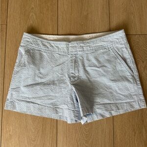 GAP Seersucker Blue White Striped Shorts Pockets Women's Size 12